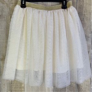 Holiday Time Size Large(10-12) Cream Color Mesh Lined Skirt w/Gold Shimm…